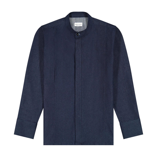Mandarin Collar Denim Shirt