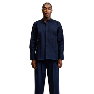 Mandarin Collar Denim Shirt