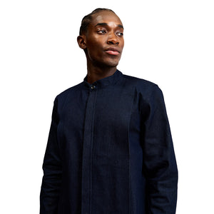 Mandarin Collar Denim Shirt